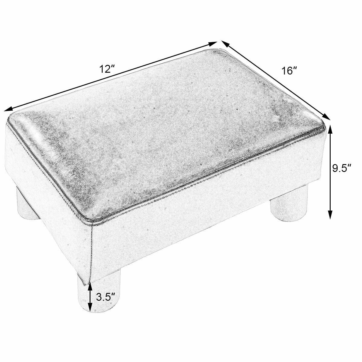 Costway Tabouret Ottoman Pouf Repose-Pied Si/ège Rectangulaire Cuir PU 40 30 Blanc 24cm
